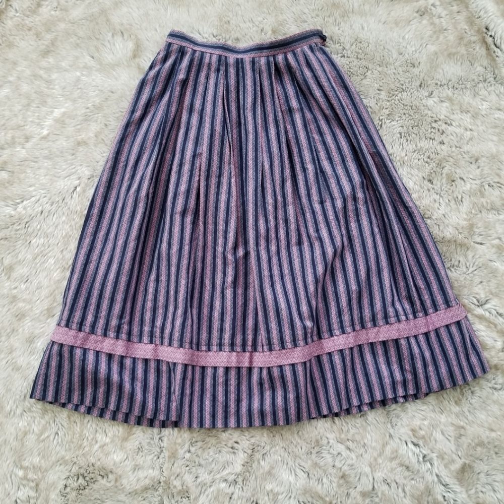 Vintage Blue and Pink Striped Midi Skirt